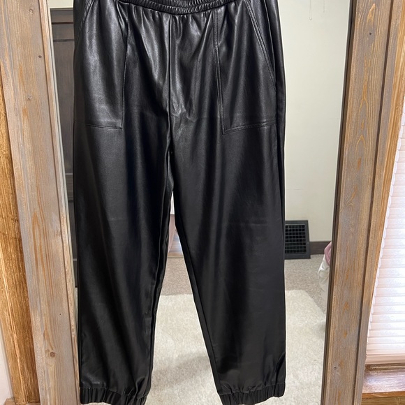 Faux leather joggers. Size L. Bought from These Three boutique. - Picture 2 of 4
